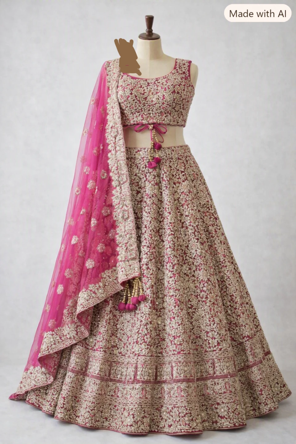 Pink and Gold Embroidered Lehengha Choli Set - photo 4