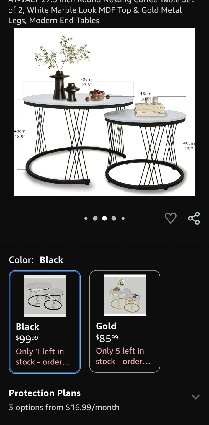 AT-VALY Nesting Coffee Table Set of 2