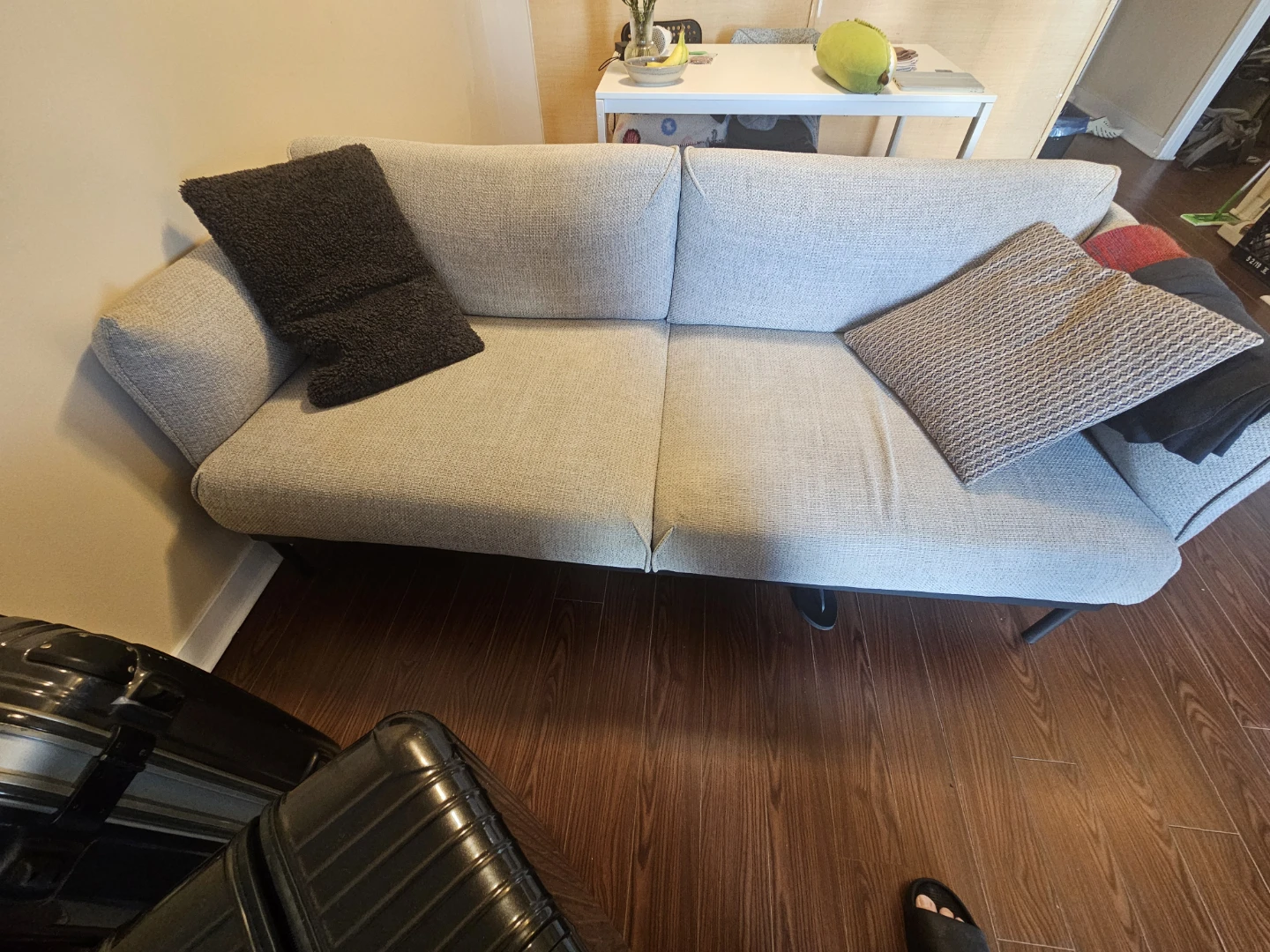 Modern light grey sofa + 2 cushions. - photo 3