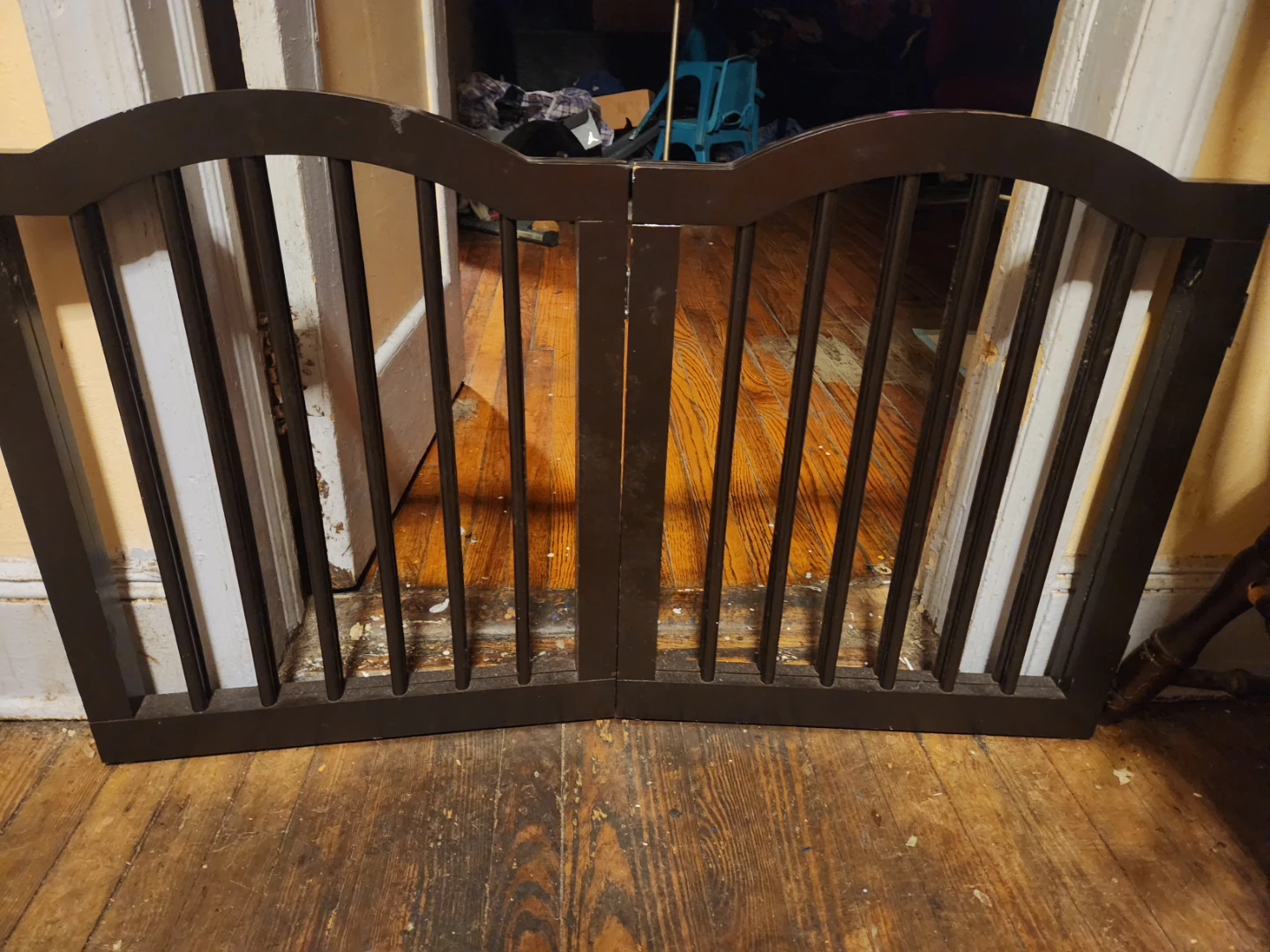 Folding Dark Wood Pet Gate / Dog Safety Fence (22.5" H x 20" W)