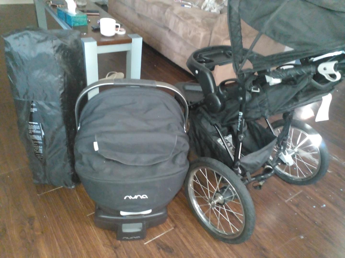 Baby trend 3 wheeler  stoller nuna carseat 2 level play pen - photo 2