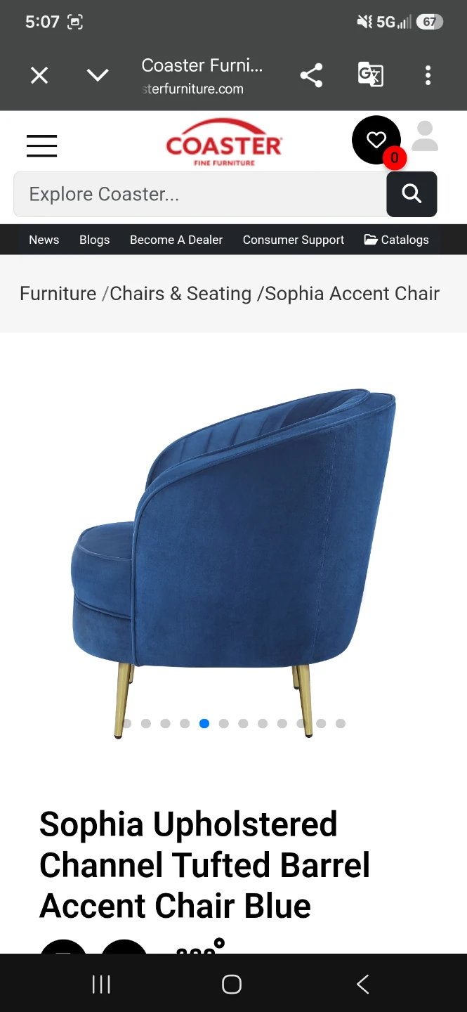 Coaster Furniture Sophia Blue Channel Tufted Barrel Chair - photo 5