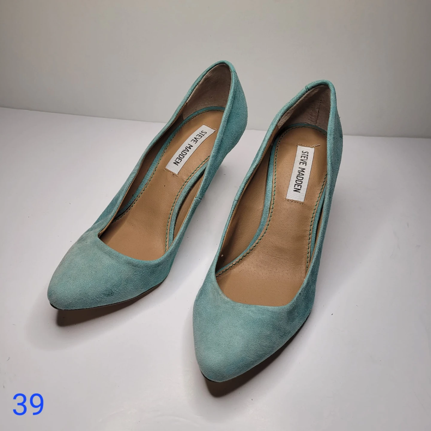 Steve Madden teal suede kitten heels