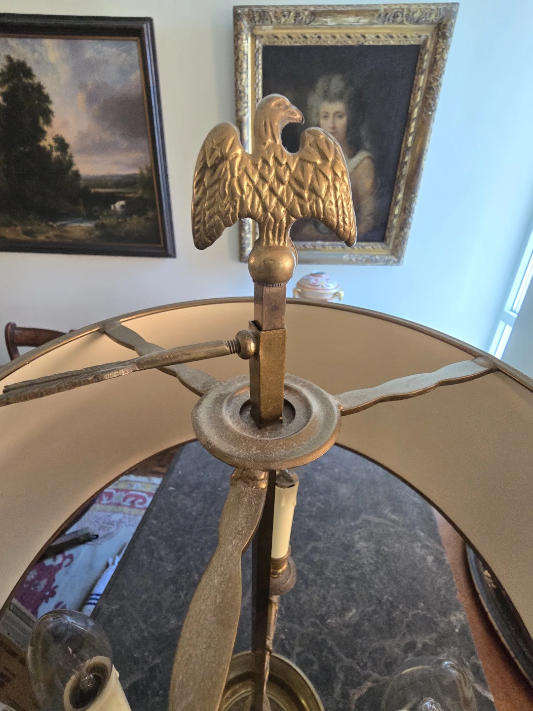 Antique French mid century lamp solid brass - photo 4