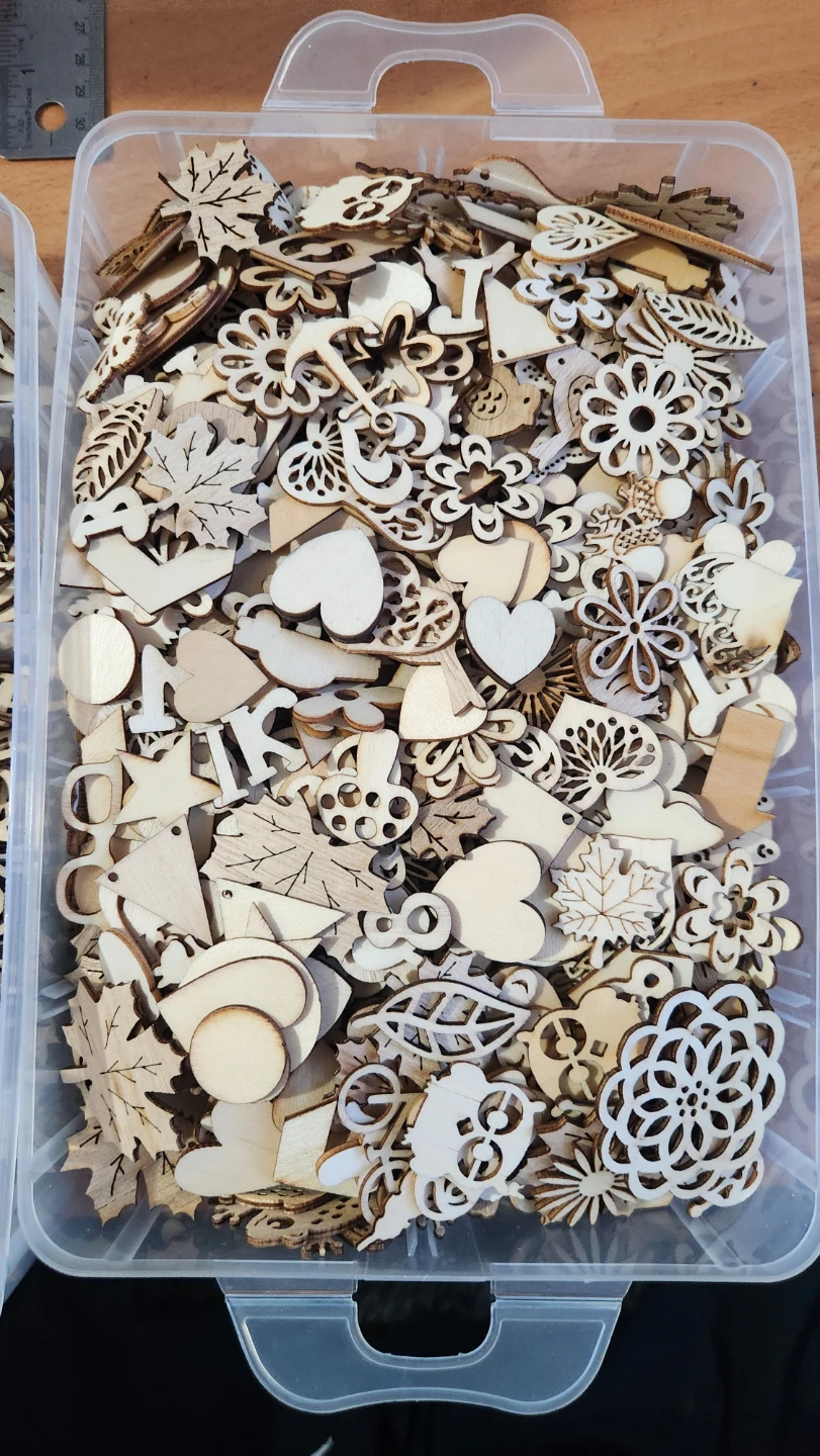 Assorted Wooden Craft Embellishments with Storage Case - photo 5