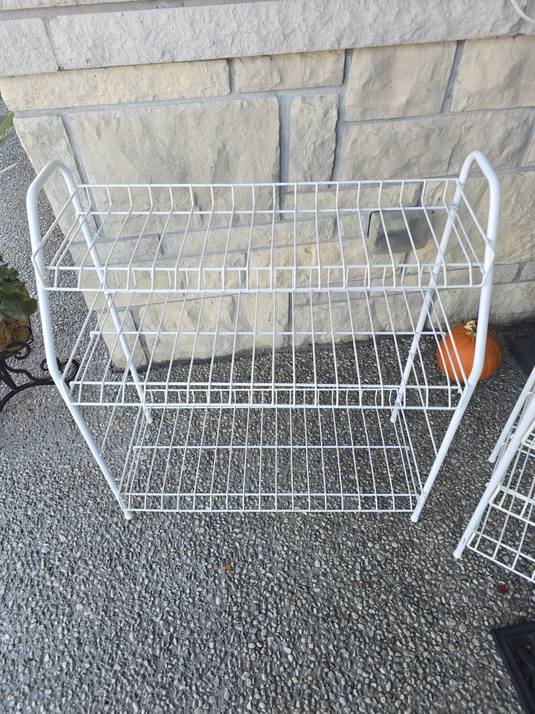 Two White Wire Storage Shelves