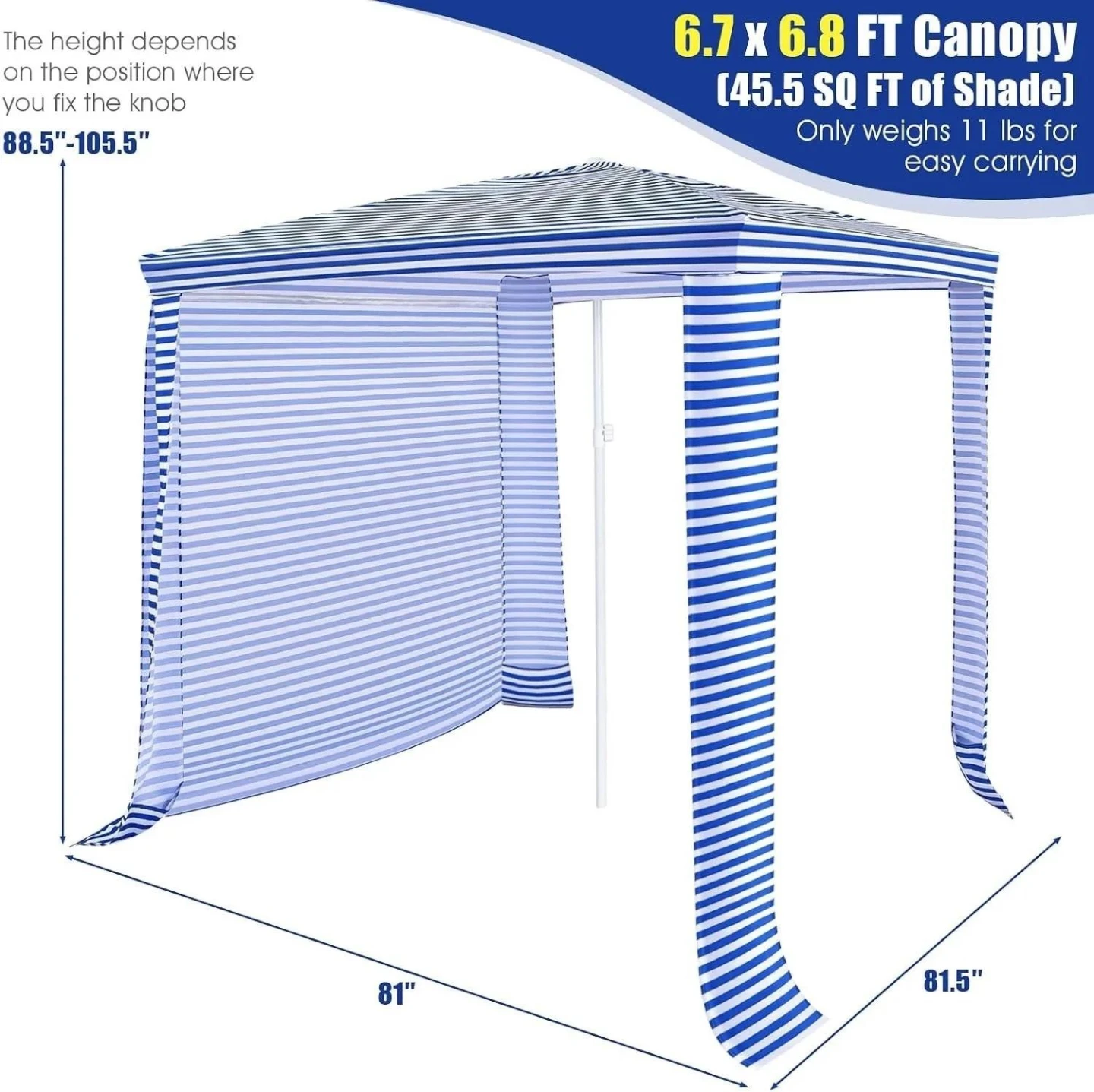 Blue and White Striped Portable Beach Canopy - photo 3