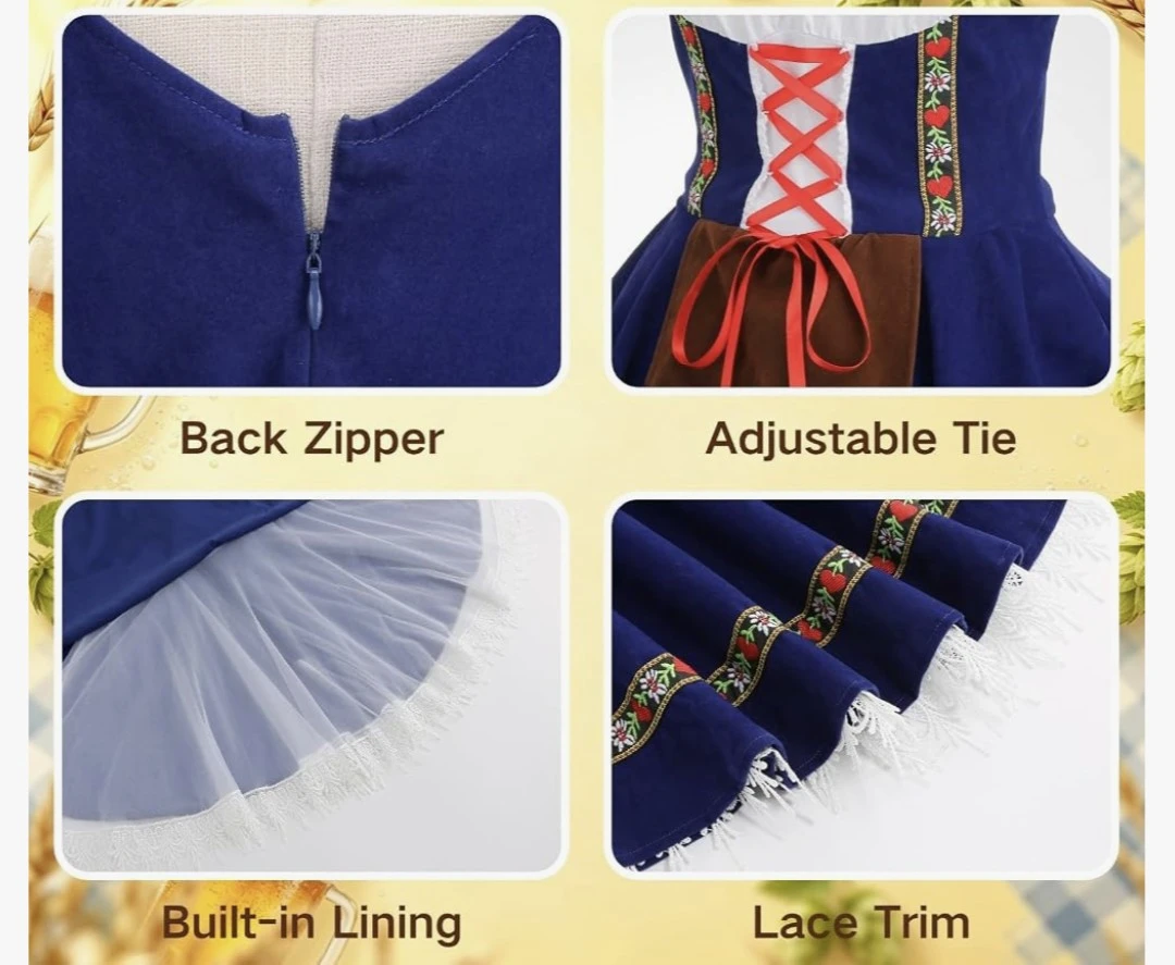 Bavarian Style Oktoberfest Dirndl Dress or costume  brand new - photo 3