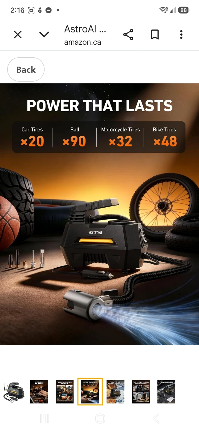 AstroAI AIRUN H1 Portable Tire Inflator - photo 2