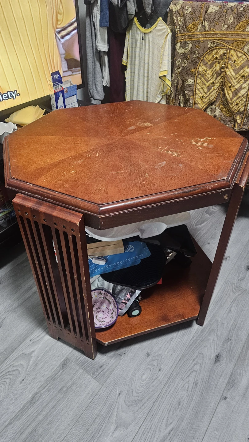 Octagonal Wooden Side Table - photo 2