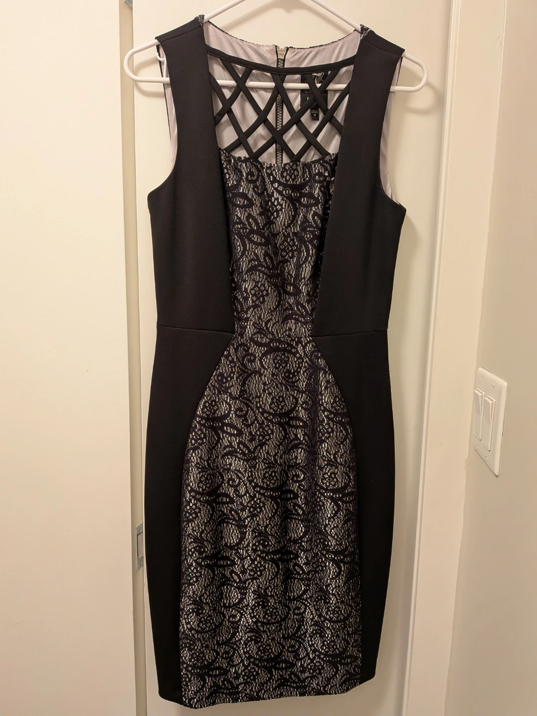 Black and White Lace Detail Dress