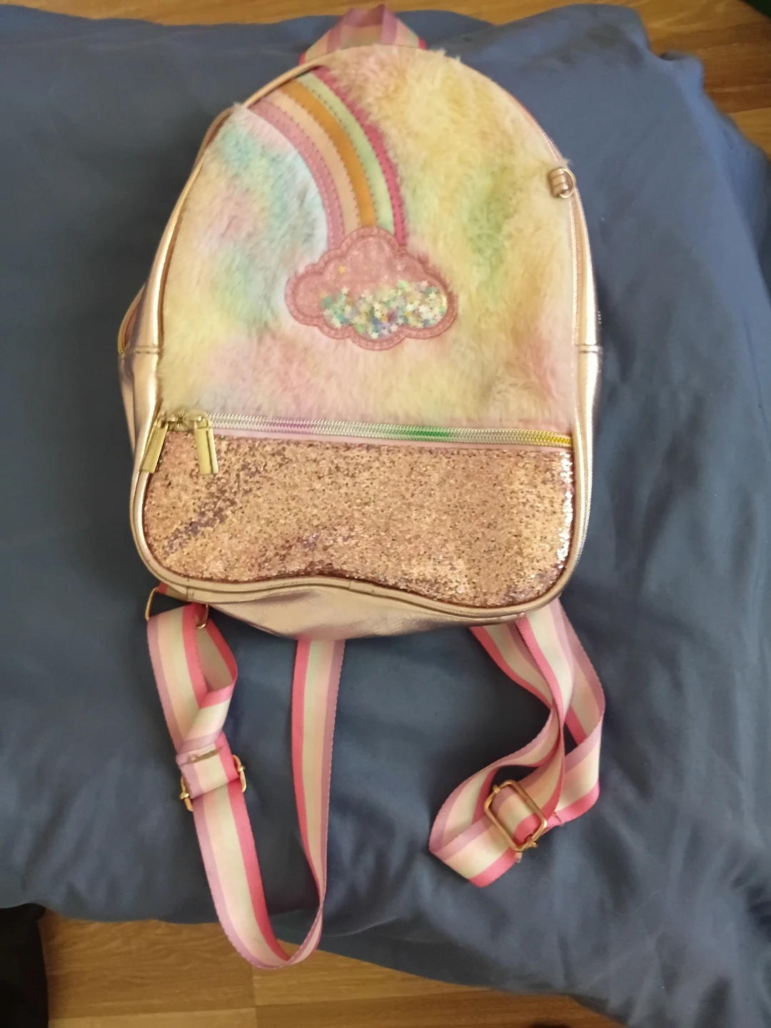 Justice Rainbow Fuzzy Backpack