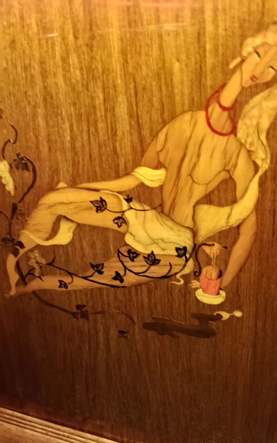 Vintage Mid-Century Art Deco Wood Marquetry Wall Art - photo 3