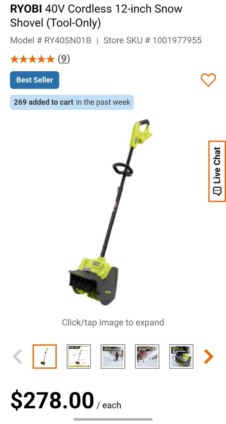 Ryobi Snow Shovel and vaccum - photo 3