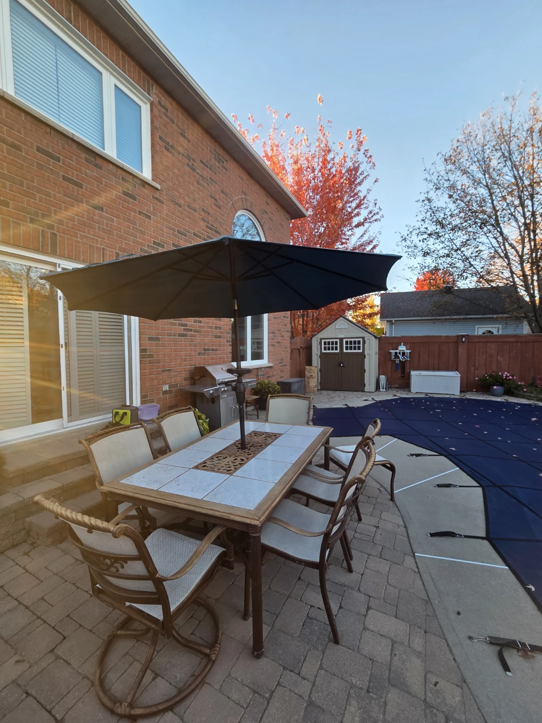 Outdoor Tile Top Dining Table and 6 Chairs