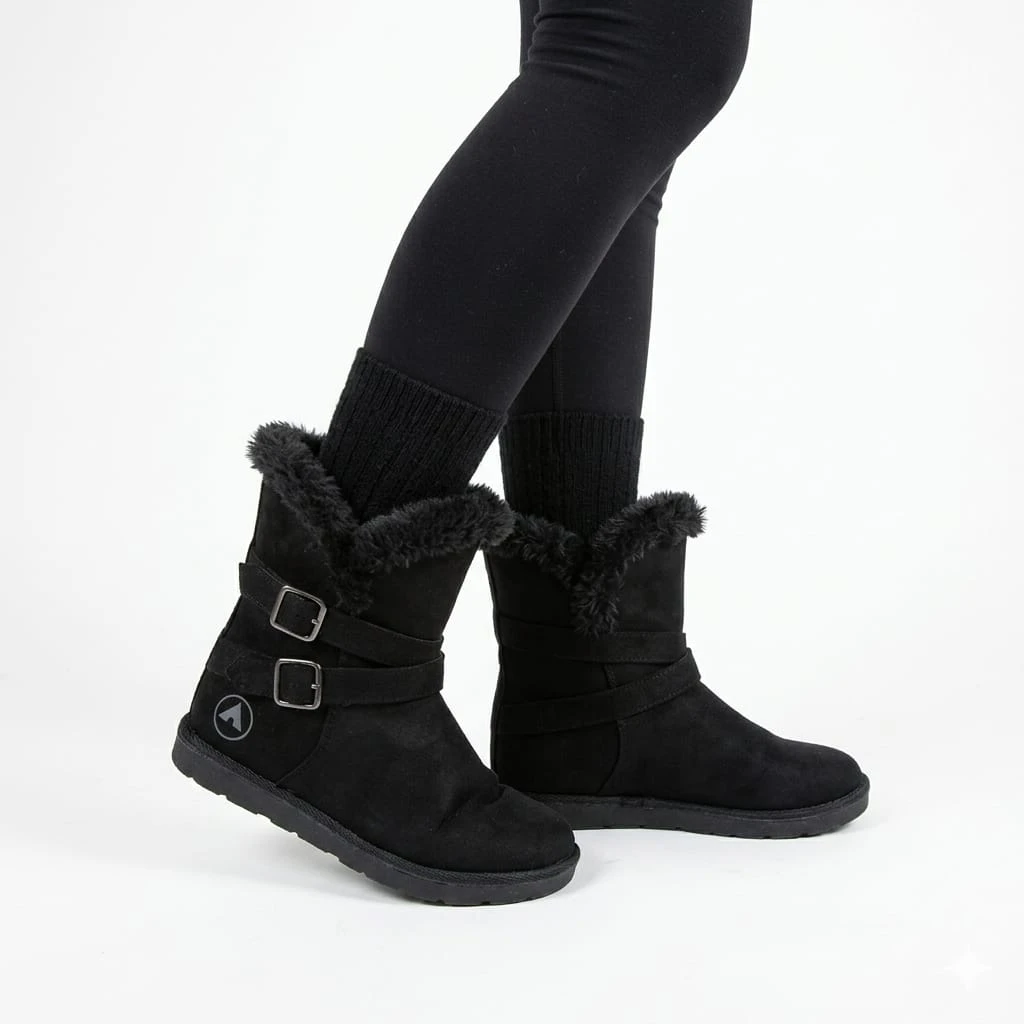 Avia Black Faux Fur Winter Boots Size 6.5