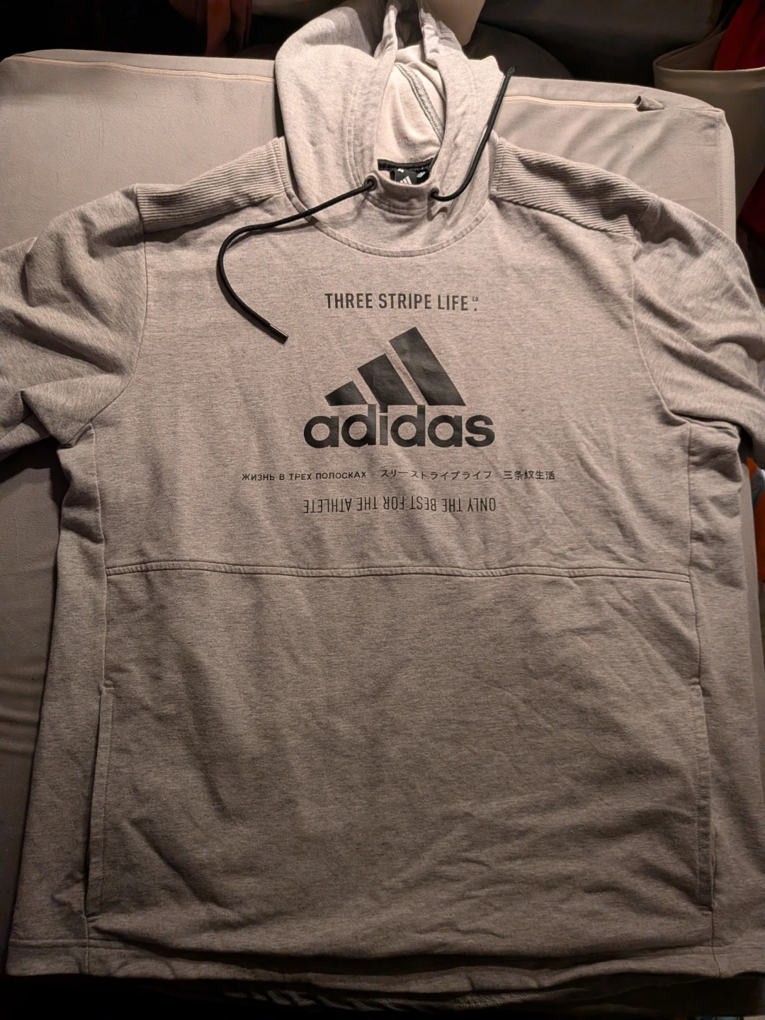 Adidas Three Stripe Life Hoodie Gray