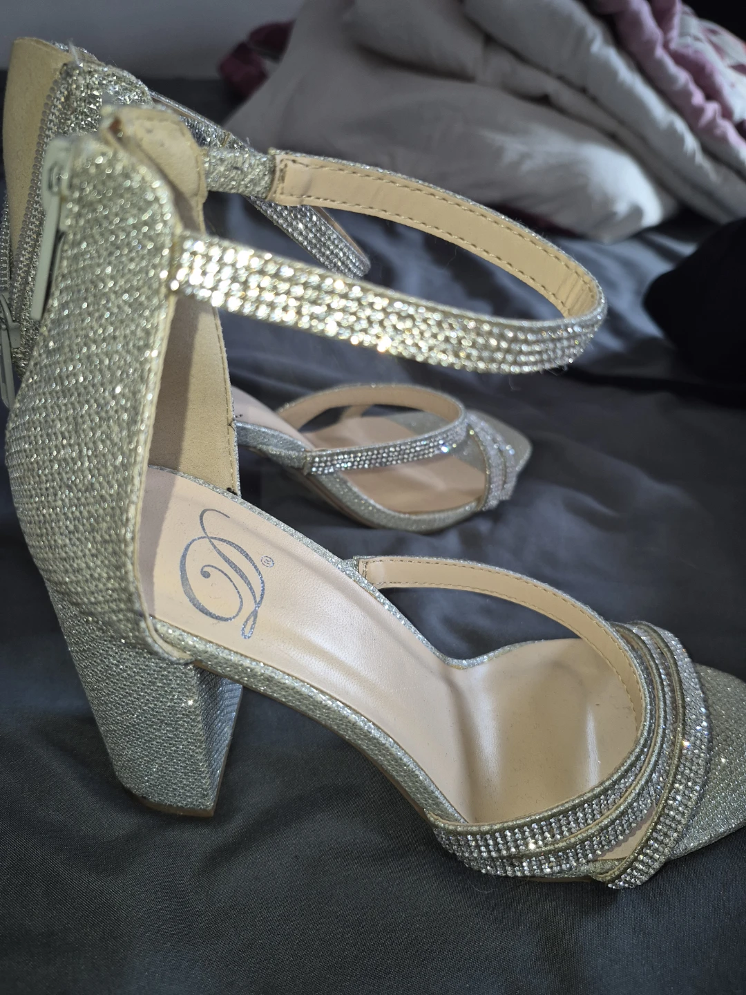Silver Glitter Block Heel Sandals - photo 2
