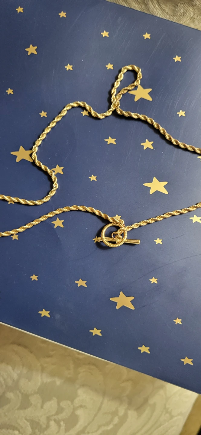 Gold-tone rope chain necklace with toggle clasp - photo 4
