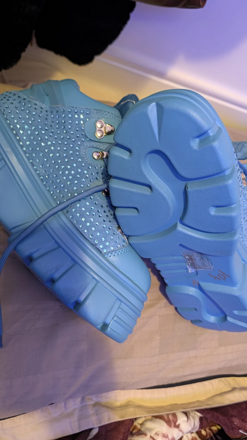 Blue Platform Sneakers with Rhinestones - photo 4