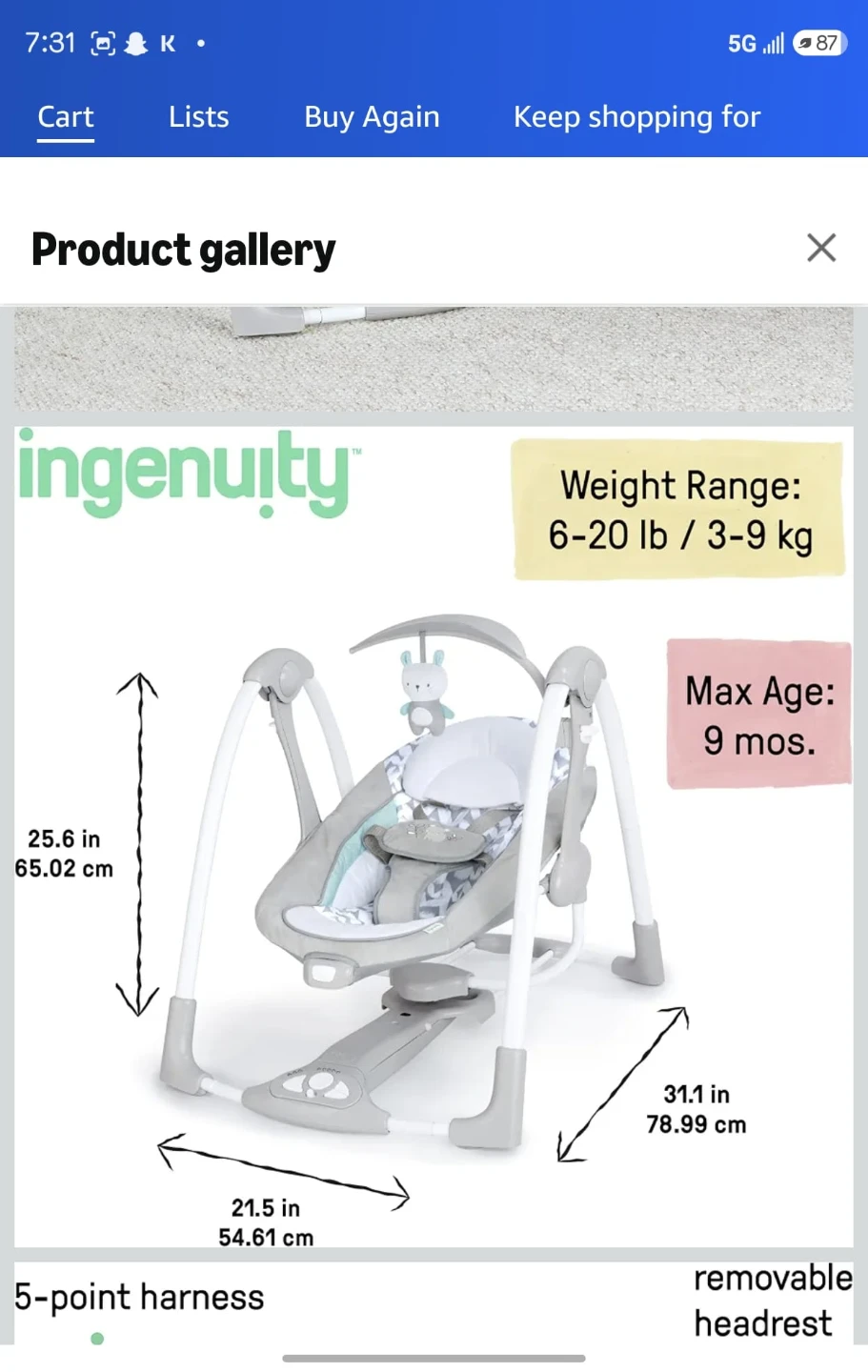 New in bCompact Portable Automatic Baby Swing & Infant Seat