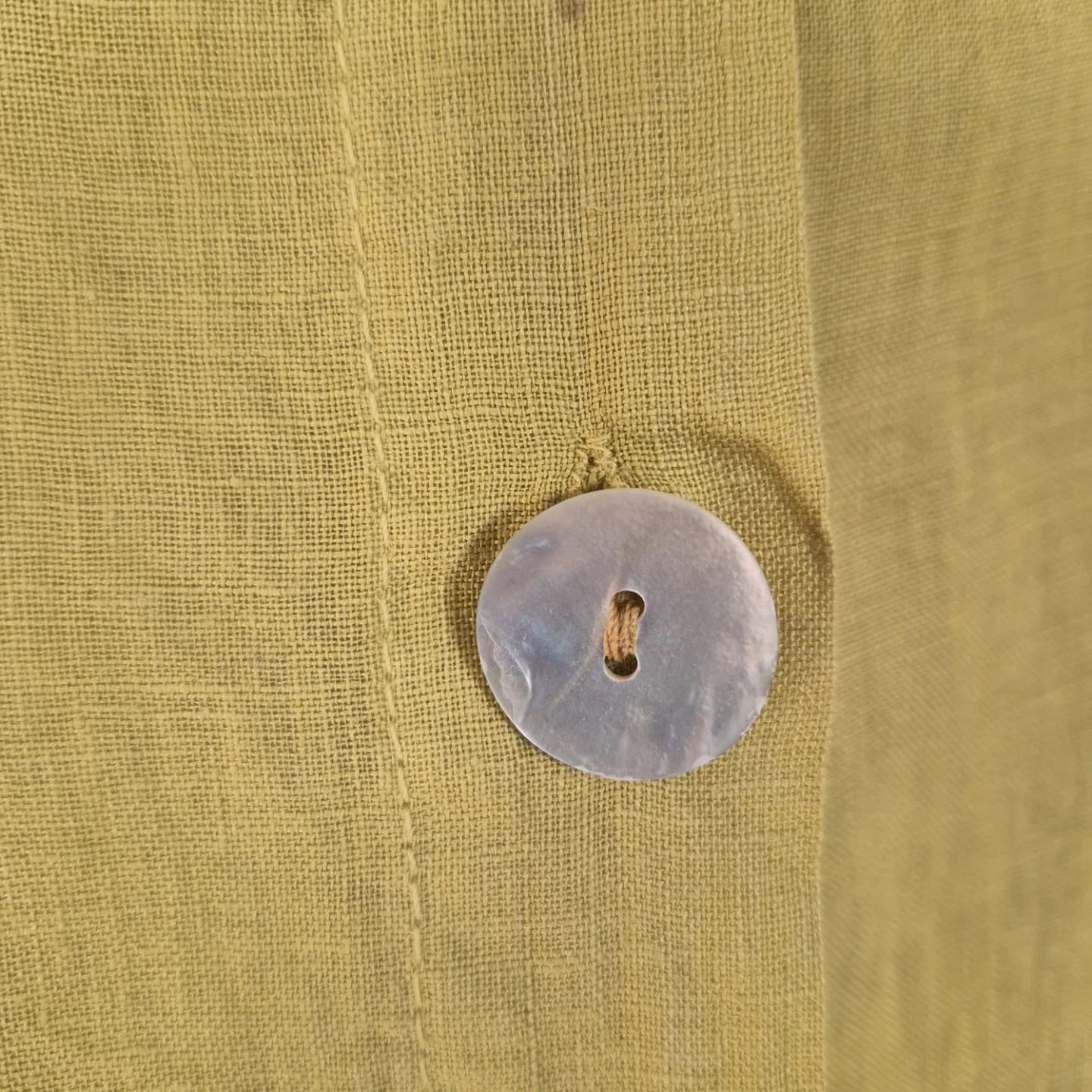 Yellow 100% Linen Ruffle Collar Blouse Bellambra Oversized 2X - photo 5