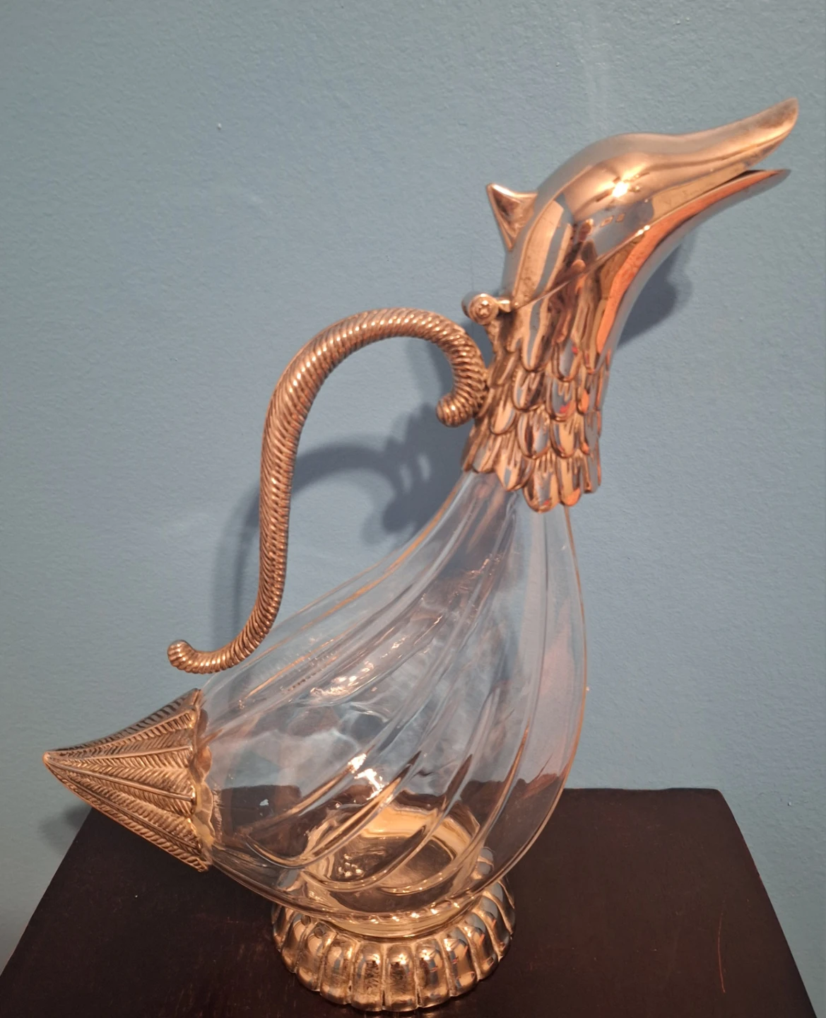 Vintage Crystal and Silver-Plated Duck Decanter - photo 2