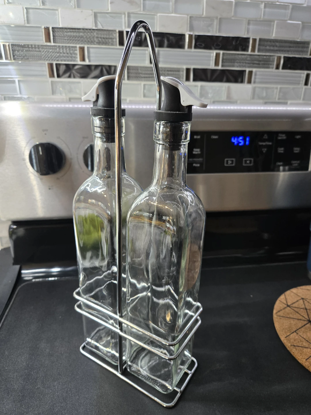 Glass Oil and Vinegar Dispenser Set with Stand - photo 2