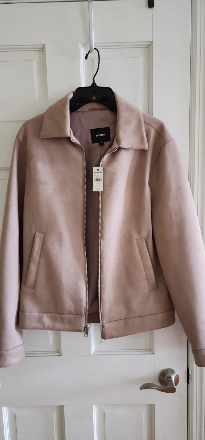 Express Men's Beige Suede Bomber Jacket XS - photo 2