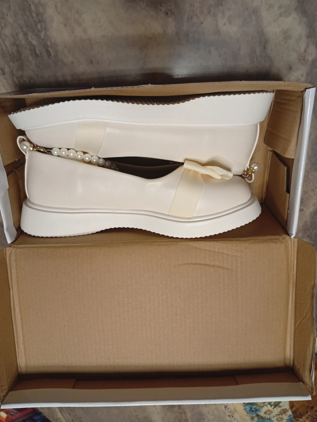 Cream Bow Flats with Pearl Anklet - photo 4