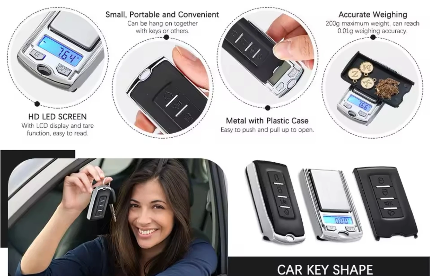 Portable Digital Mini Pocket Scale (Car Key Style) - photo 5