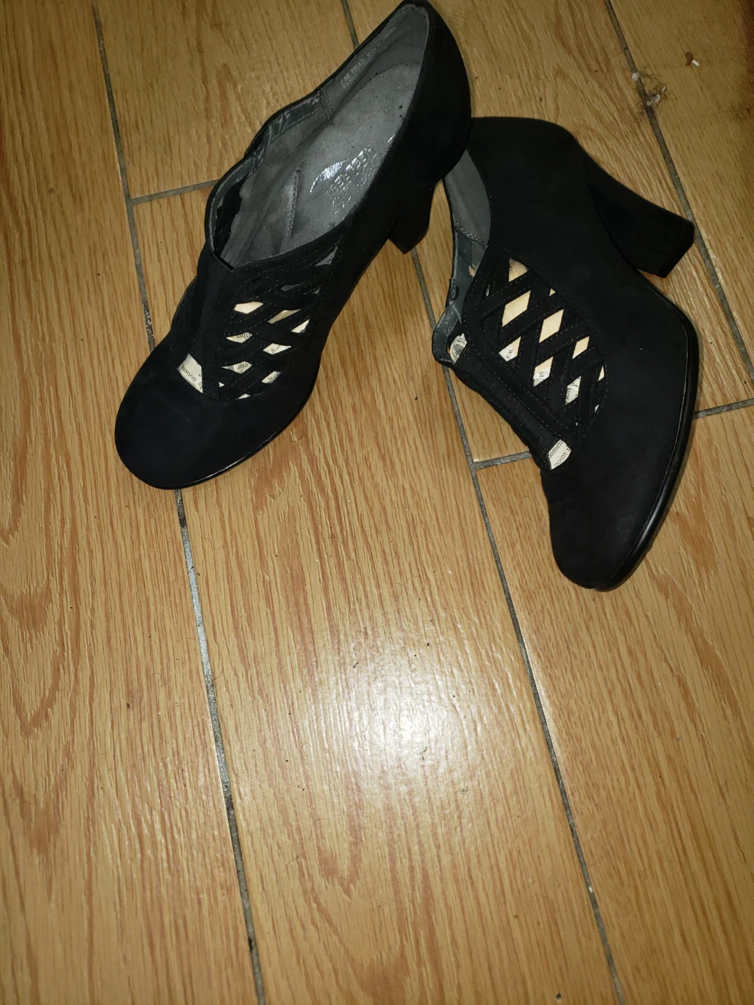 2 Pair low heeled , casual, fun suede and patent leather  shoes