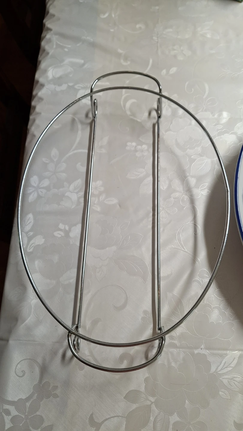 Oval Porcelain Serving Dish with Metal Stand - photo 4