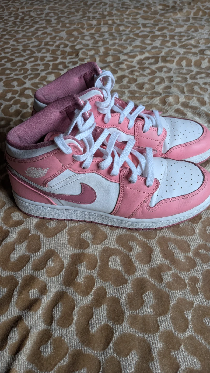 Air Jordan Mid Pink and White Sneakers (Sold As Is) Size 7Y