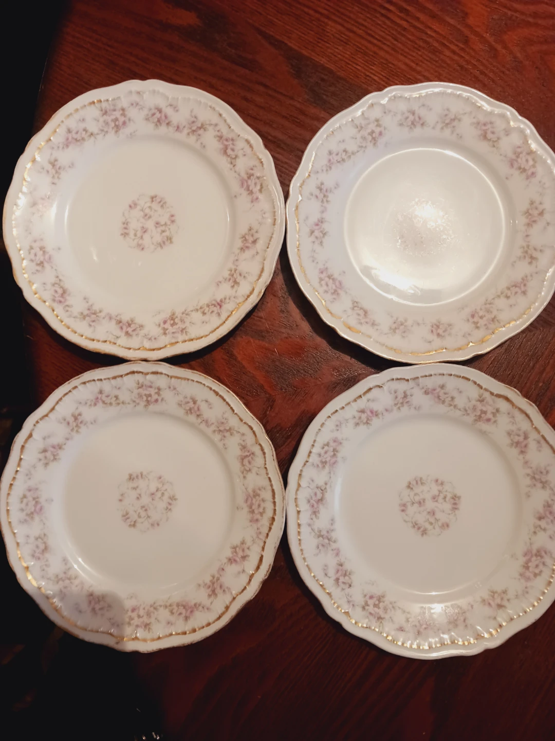 Set of 4 × Theodore Haviland Limoges Floral Plates