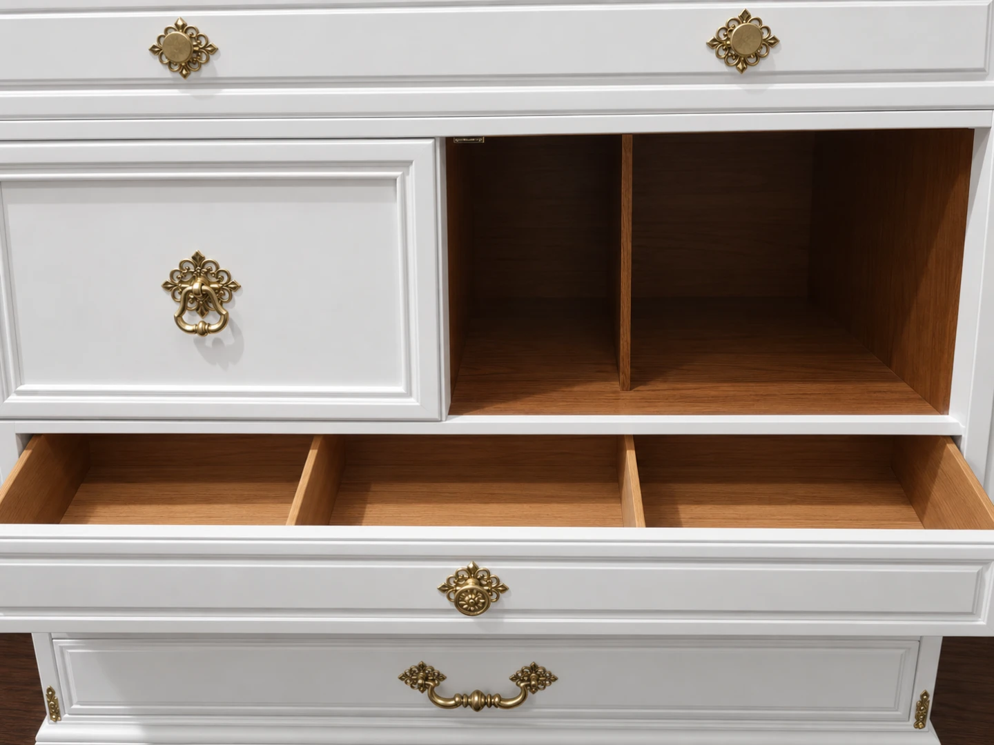 White Dresser with Brass Hardware - photo 2
