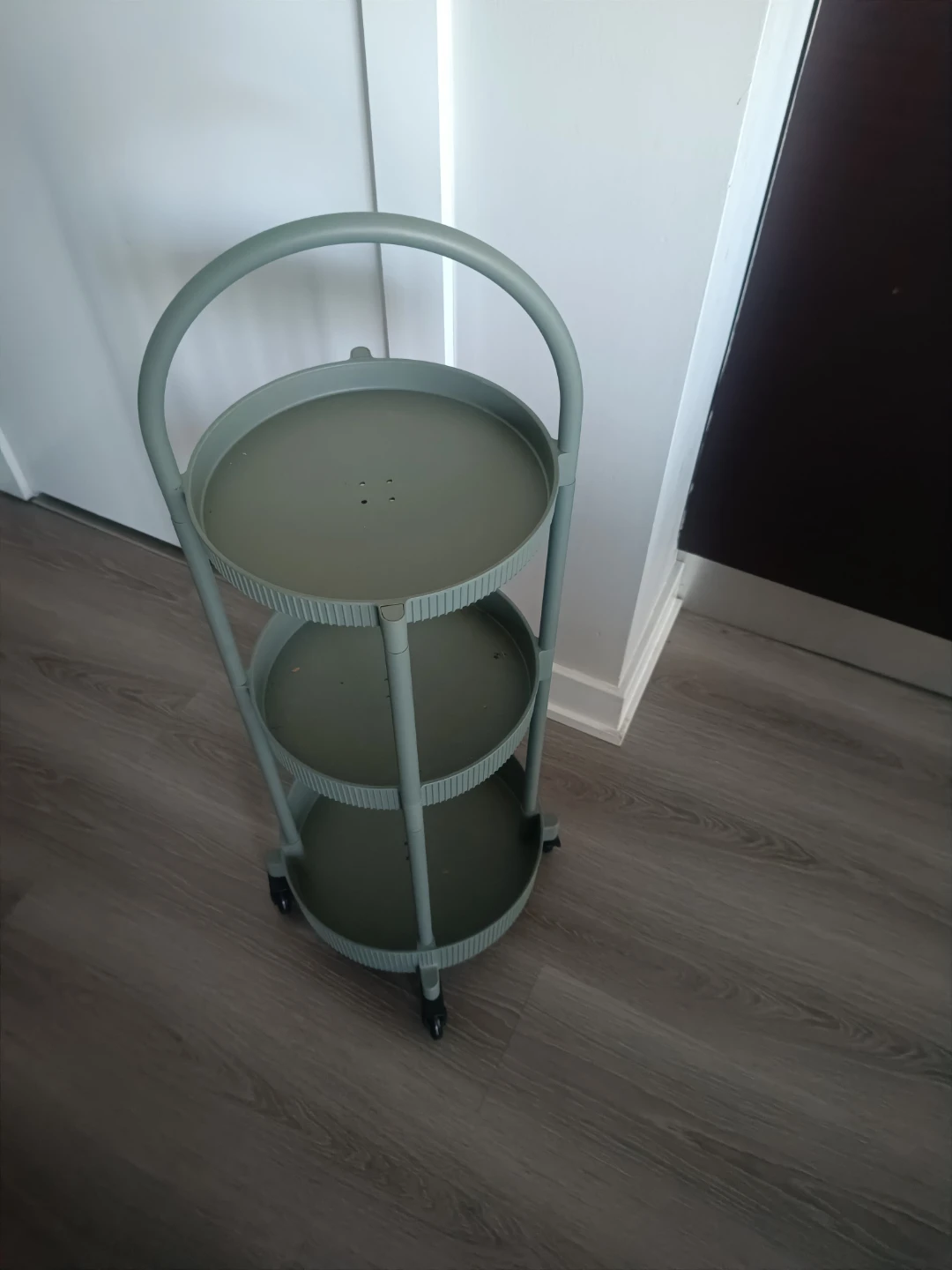 Sage Green Rolling Three-Tier Storage Cart - photo 2