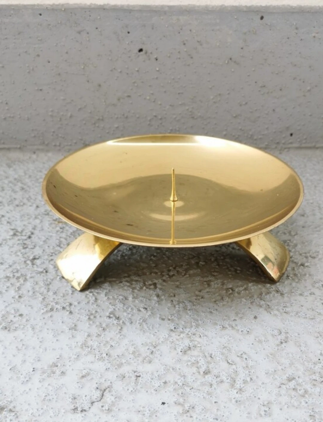 Vintage Solid Brass Pillar Candle Holder