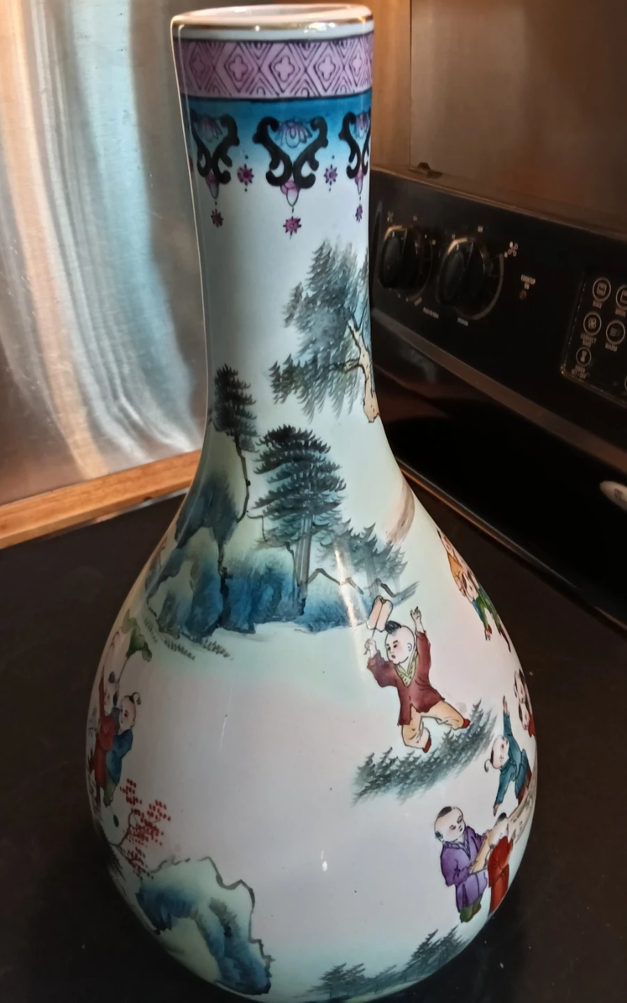 Vintage 15.5" Chinese Famille Rose Porcelain Vase