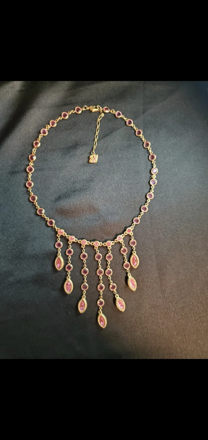 Vintage Swarovski Gold-Tone Pink Crystal Necklace - photo 2