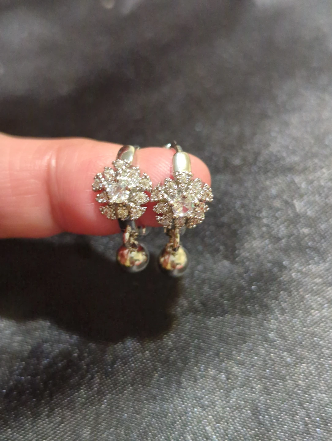 Silver-Tone Hoop Earrings with Flower Detail