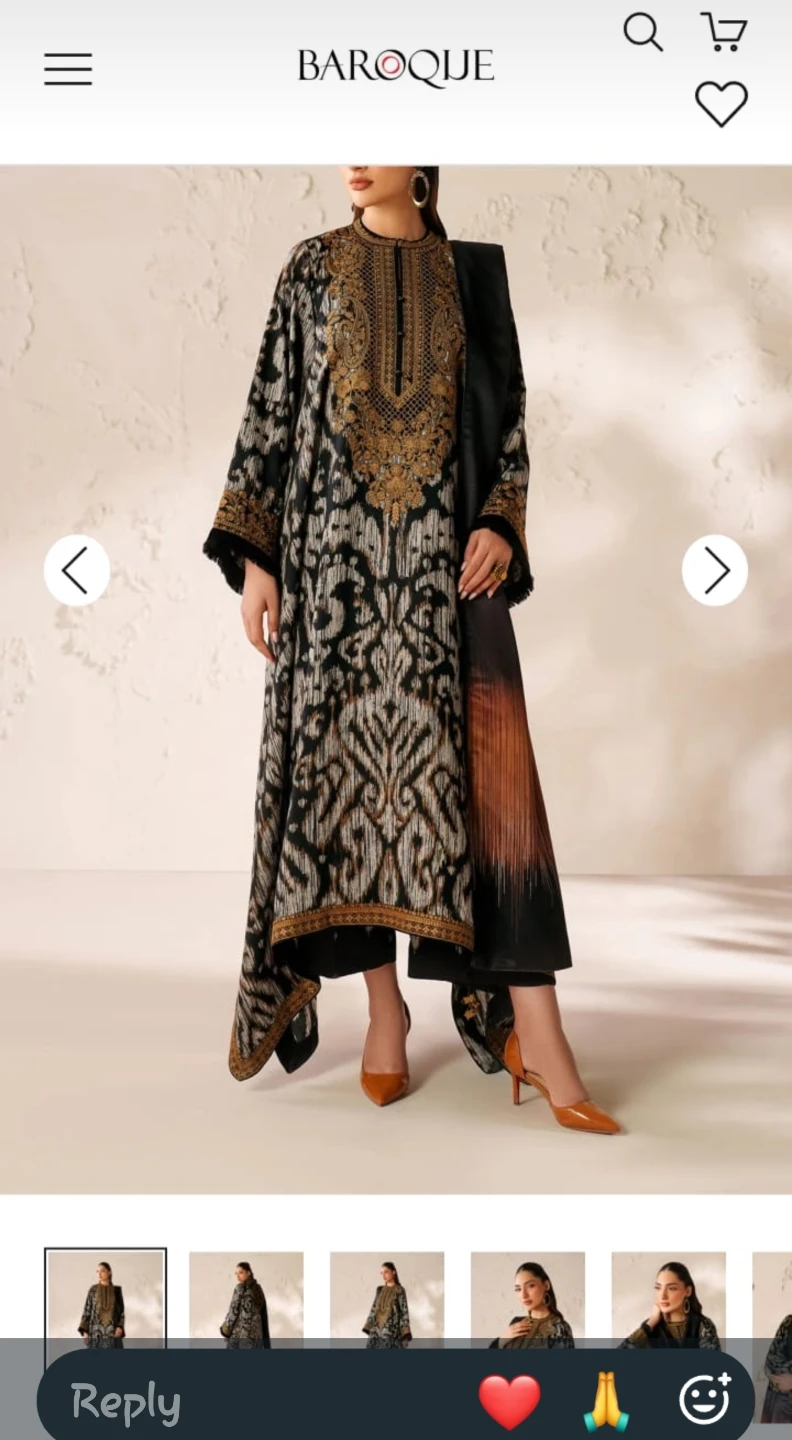 Baroque Embroidered Black Three-Piece Suit