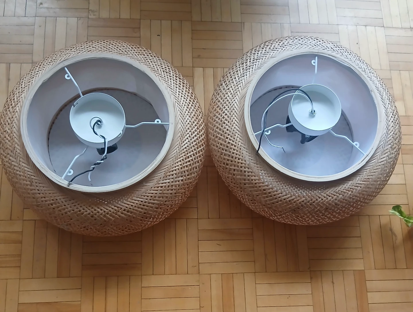 Two Woven Bamboo Pendant Light Shades