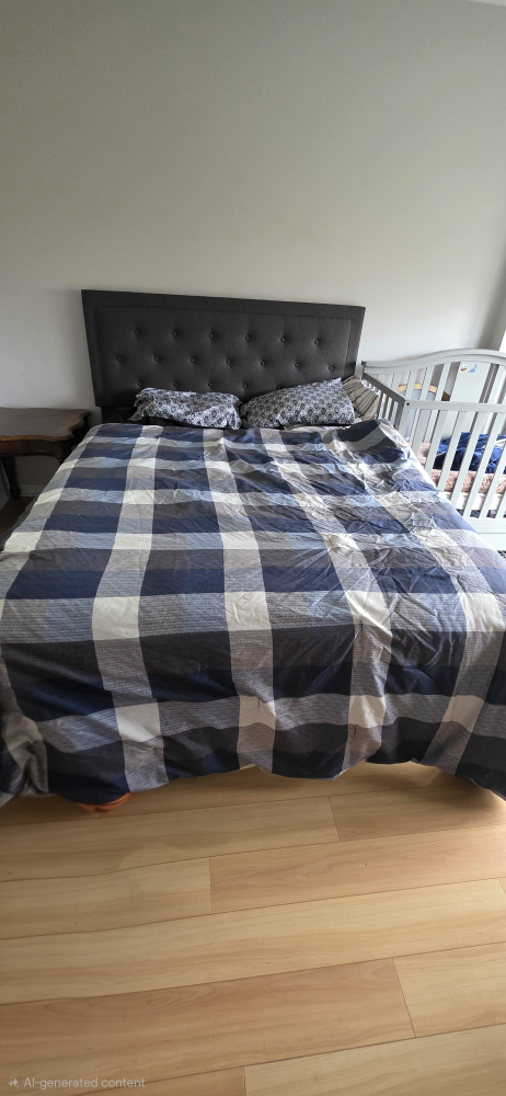Queen Tufted Upholstered Headboard with mattress