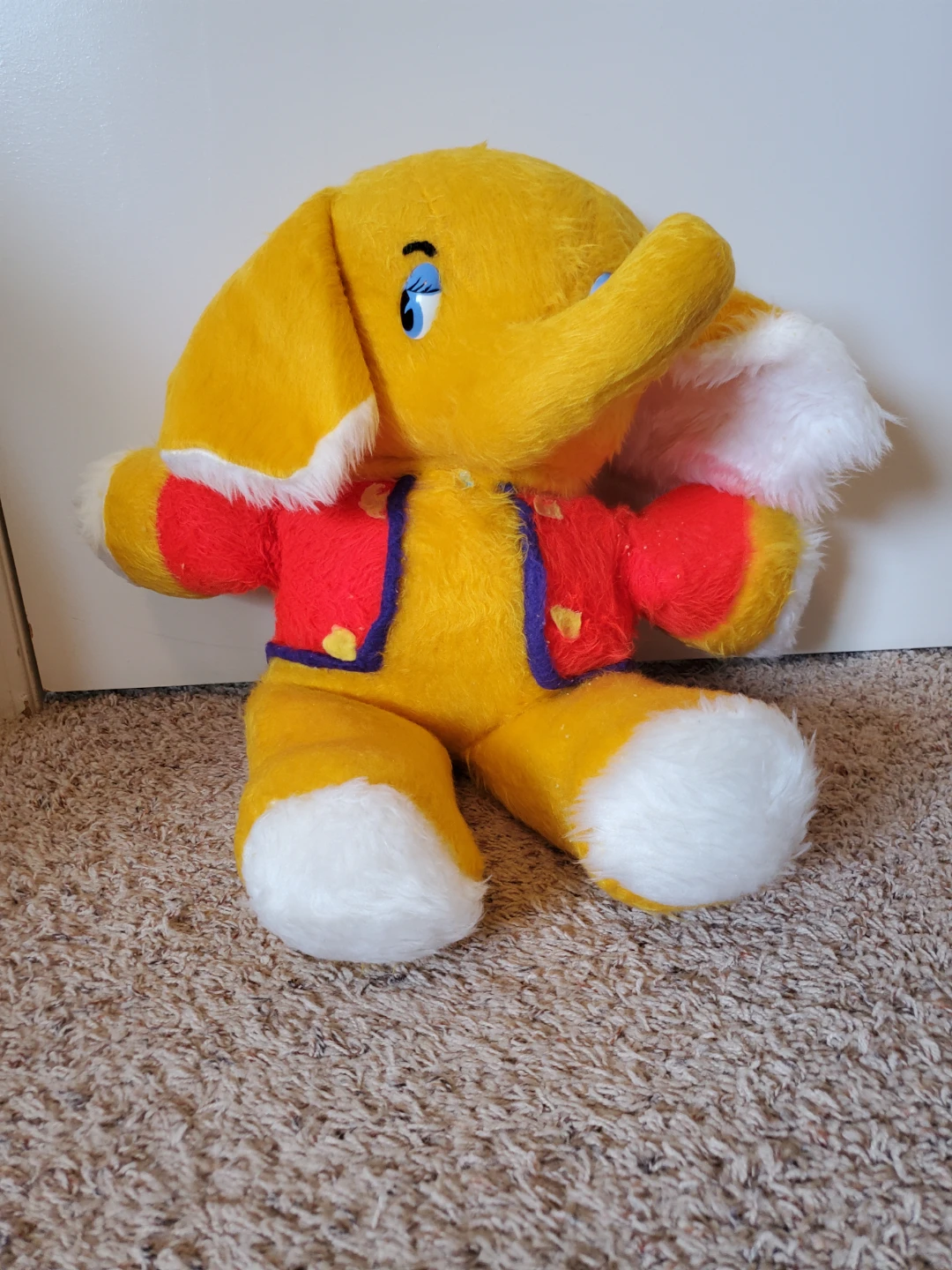 Vintage Yellow Elephant Plush Toy