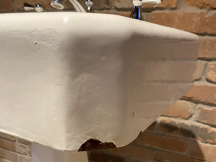 Original cast iron Edwardian pedestal Sink from 1905 - photo 3