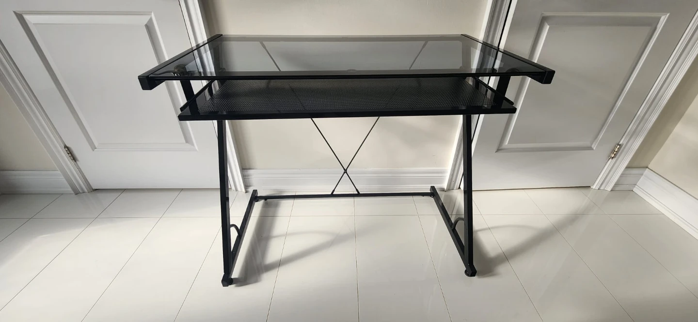 Glass top computer desk