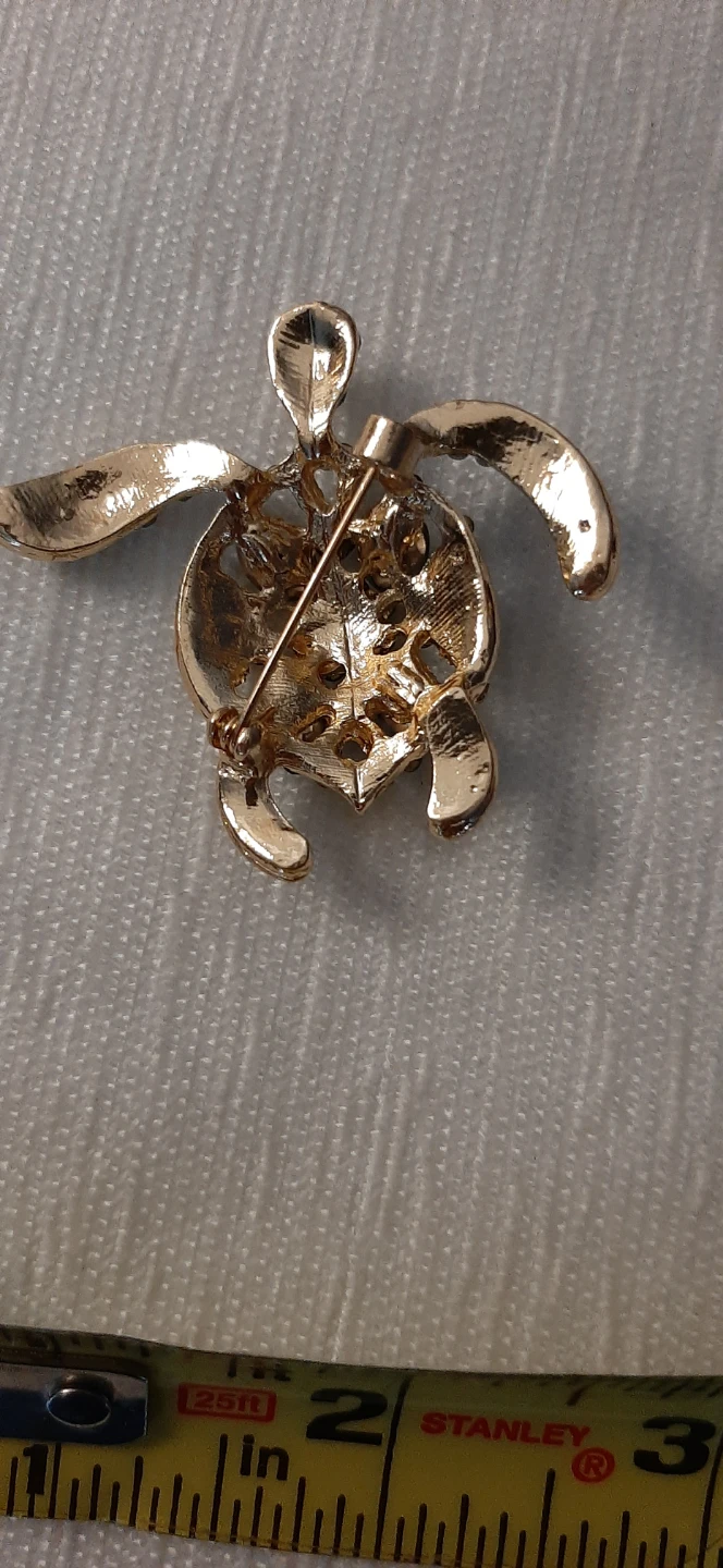 Turtle Brooch-blue and green rhinestones - photo 2