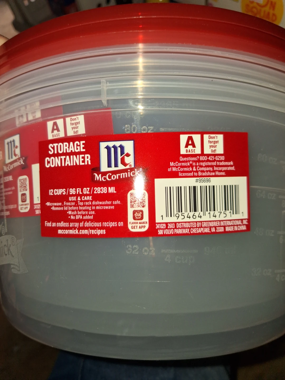 McCormick 96 oz Storage Container