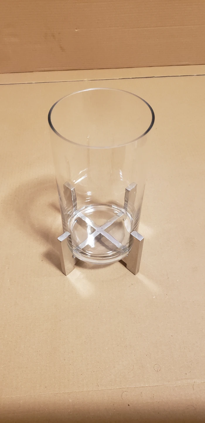 Clear Glass Vase with Chrome Stand